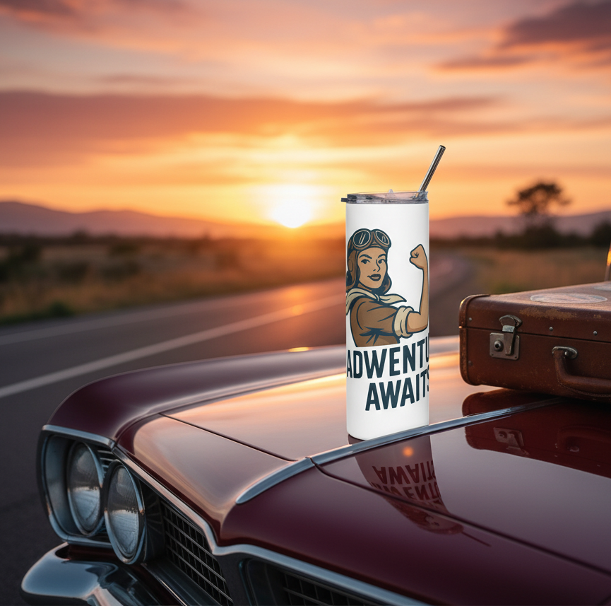 Vaso de acero inoxidable "Adventure Awaits"