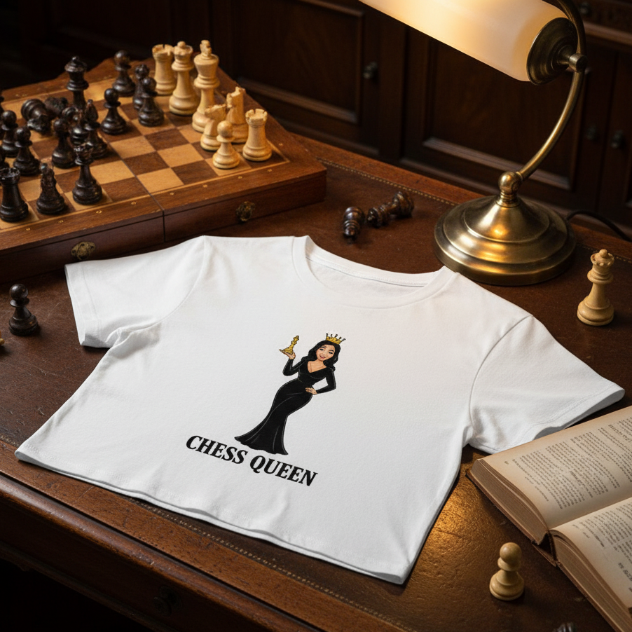 Camiseta corta / Crop-top unisex "Reina de Ajedrez"
