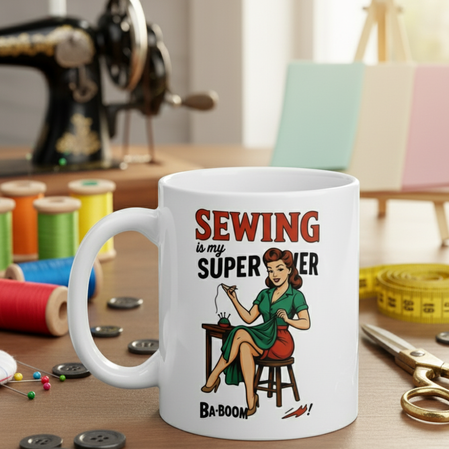 Taza cerámica "Sewing is my superpower"