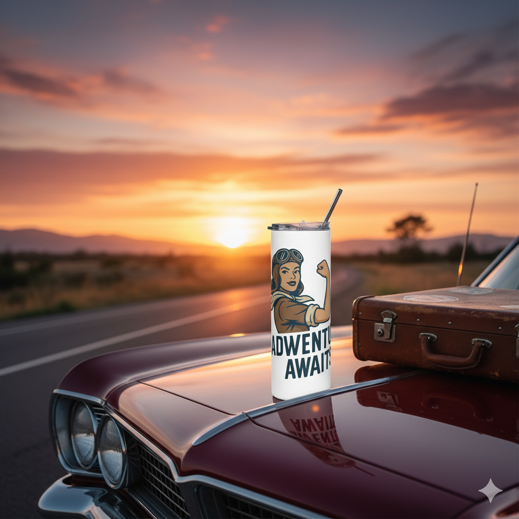 Vaso de acero inoxidable "Adventure Awaits"