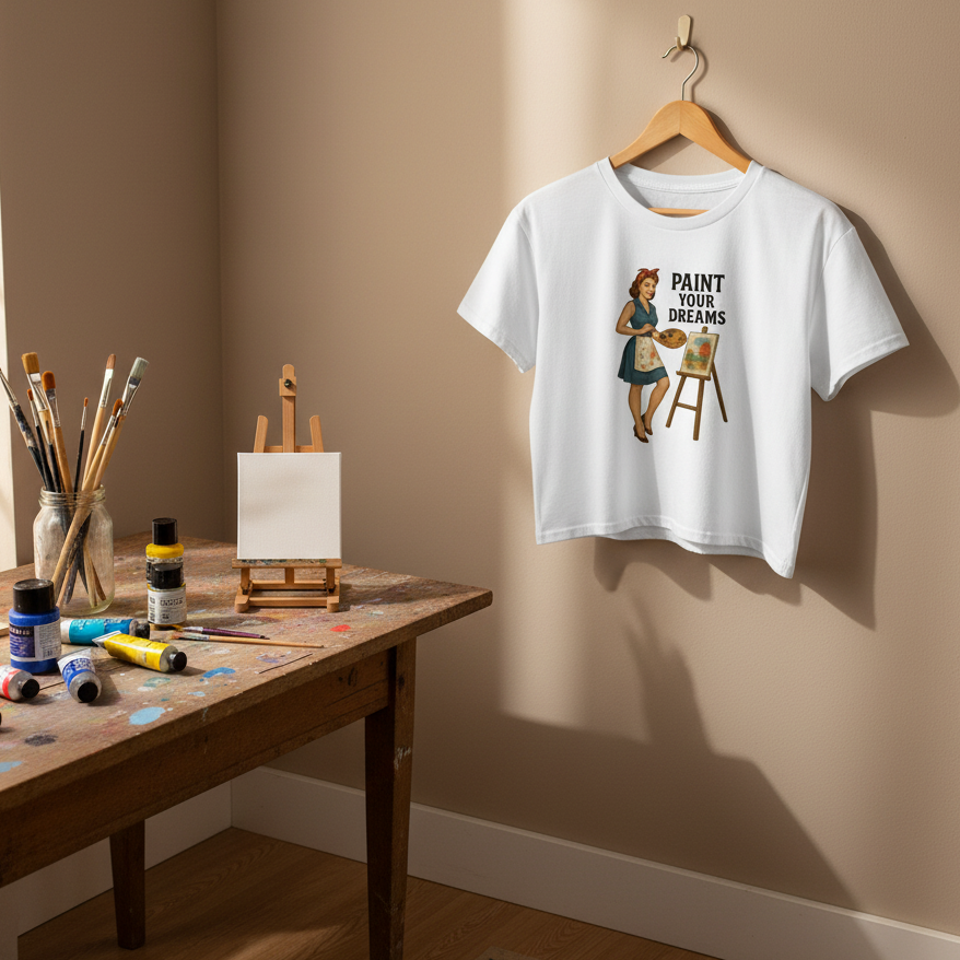 Crop Top de Pintora para Mujer - Camiseta Corta Retro              "Paint Your Dreams"