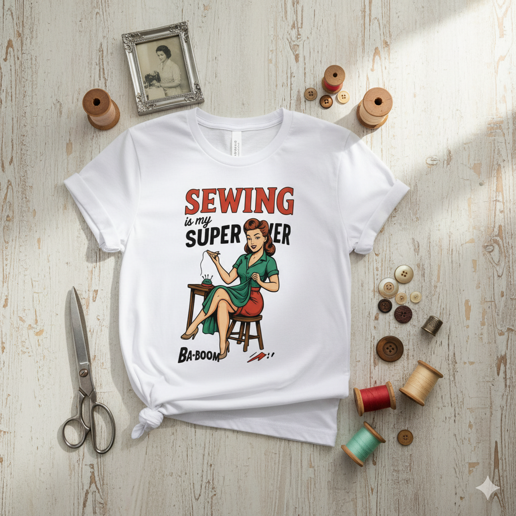 Camiseta larga unisex "Sewing is my superpower"