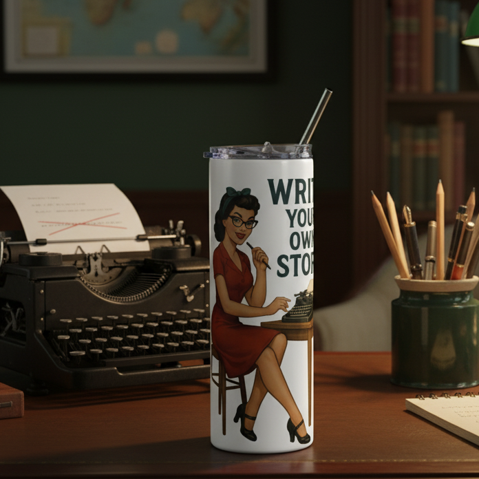 Vaso de Acero Inoxidable para Escritora - Botella Térmica    "Write Your Own Story"