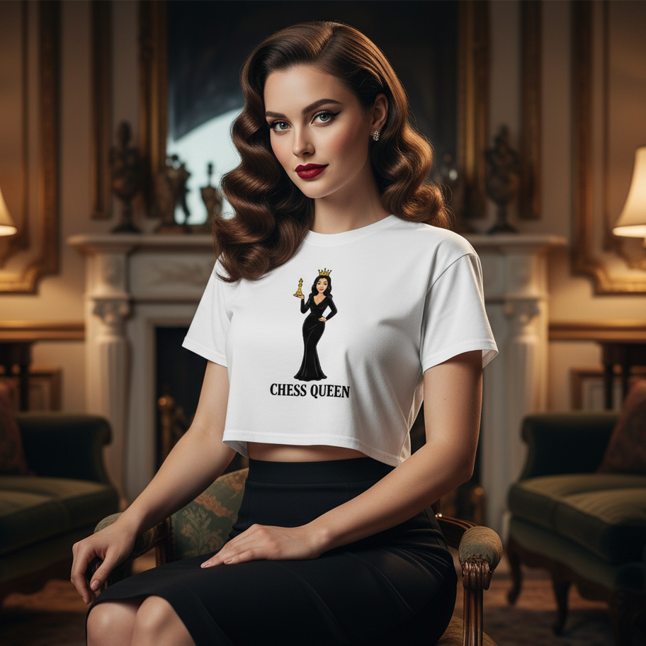 Camiseta corta / Crop-top unisex "Reina de Ajedrez"