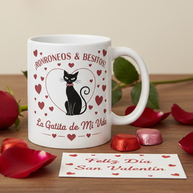 Taza/mug amor con mucho miau para ella