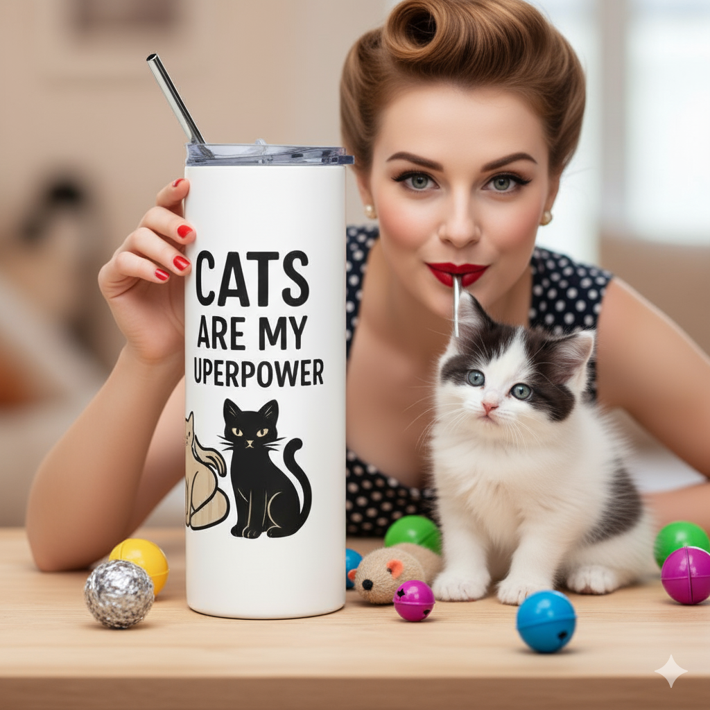 Vaso de acero inoxidable/Tumbler "Cats Are My Superpower"