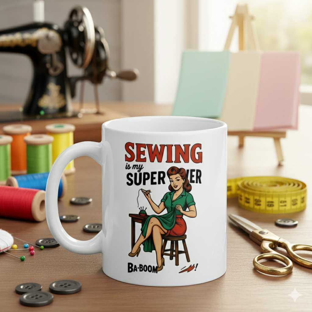 Taza cerámica "Sewing is my superpower"