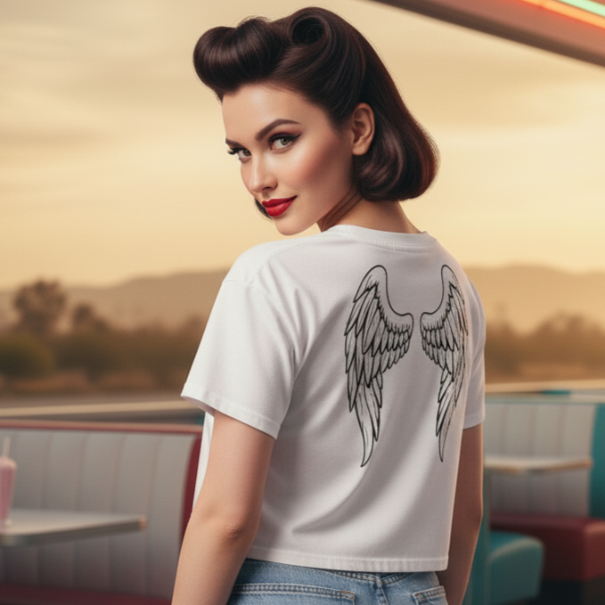 Camiseta Corta  “Pink Rebel Angel” - Crop Top