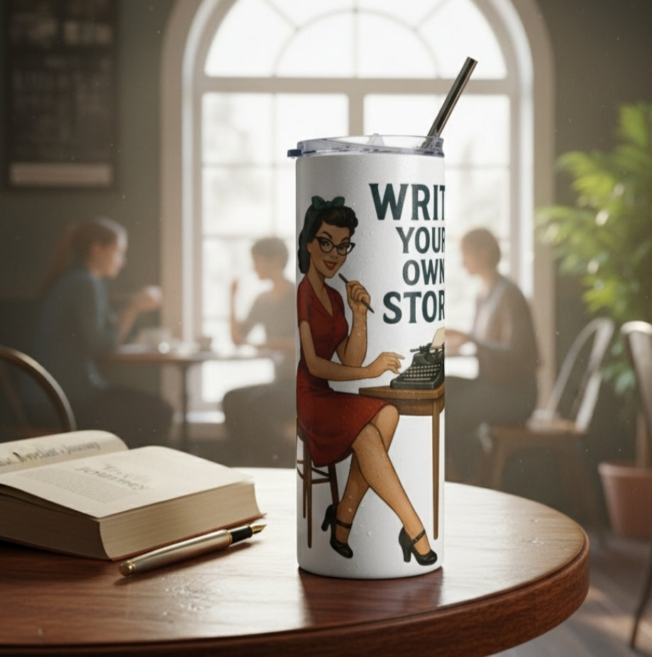 Vaso de Acero Inoxidable para Escritora - Botella Térmica    "Write Your Own Story"