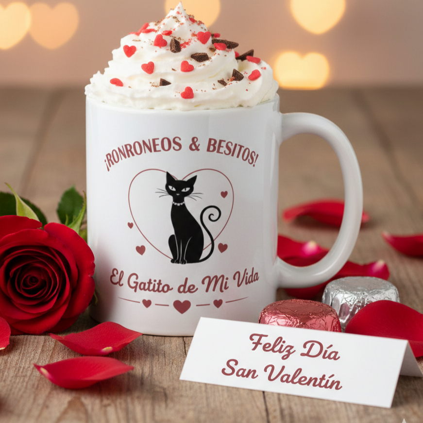 Taza/mug amor con mucho miau para él