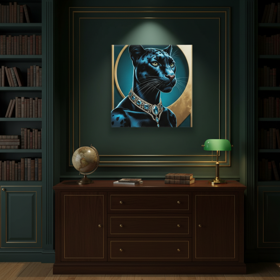 Lienzo / Canvas "Elegance - Pantera Negra con Joyas "