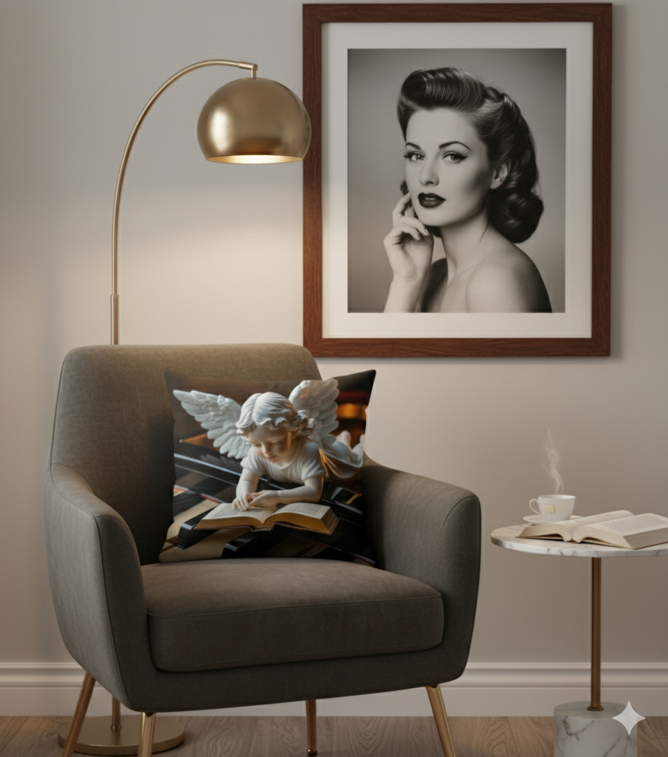 Cojín Básico/Basic Pillow "Elegance – Ángel Leyendo"
