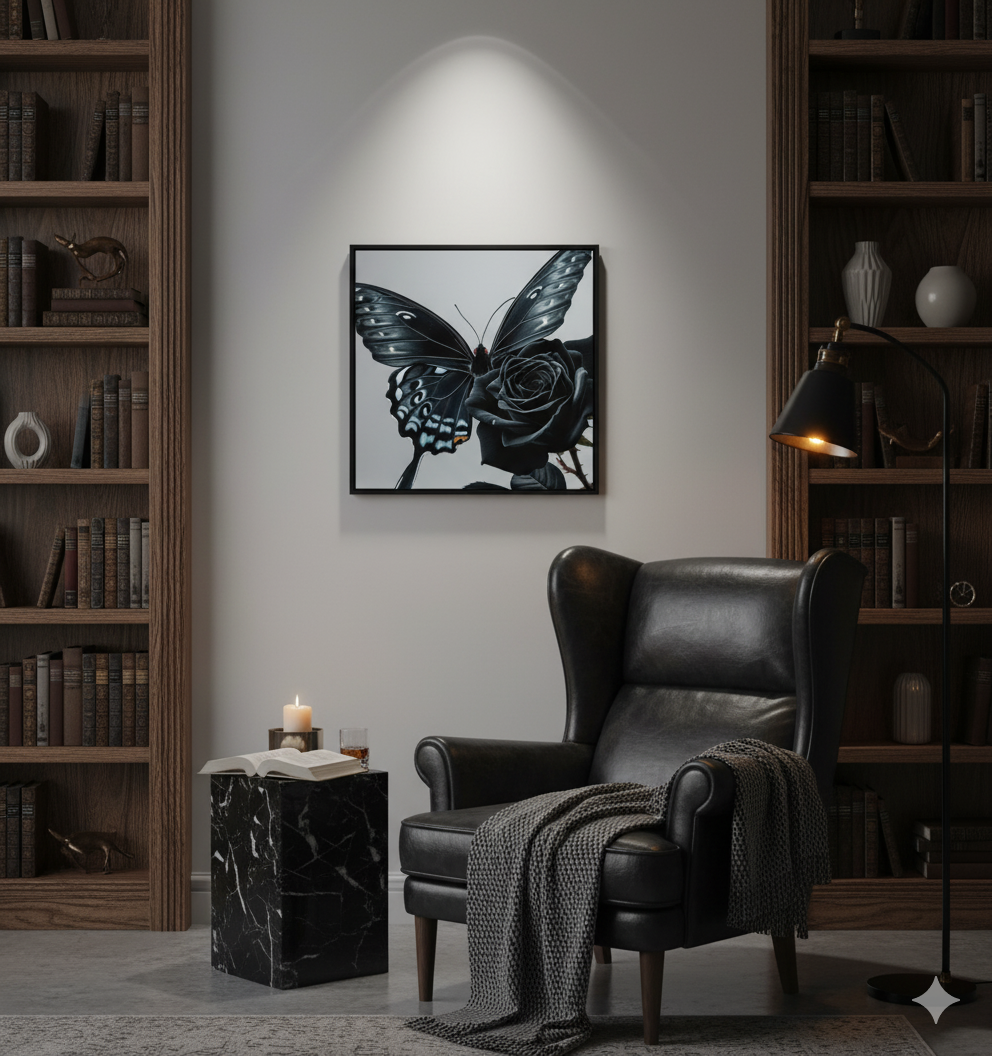 Lienzo I /Canvas "Elegance – Mariposa y Rosa"