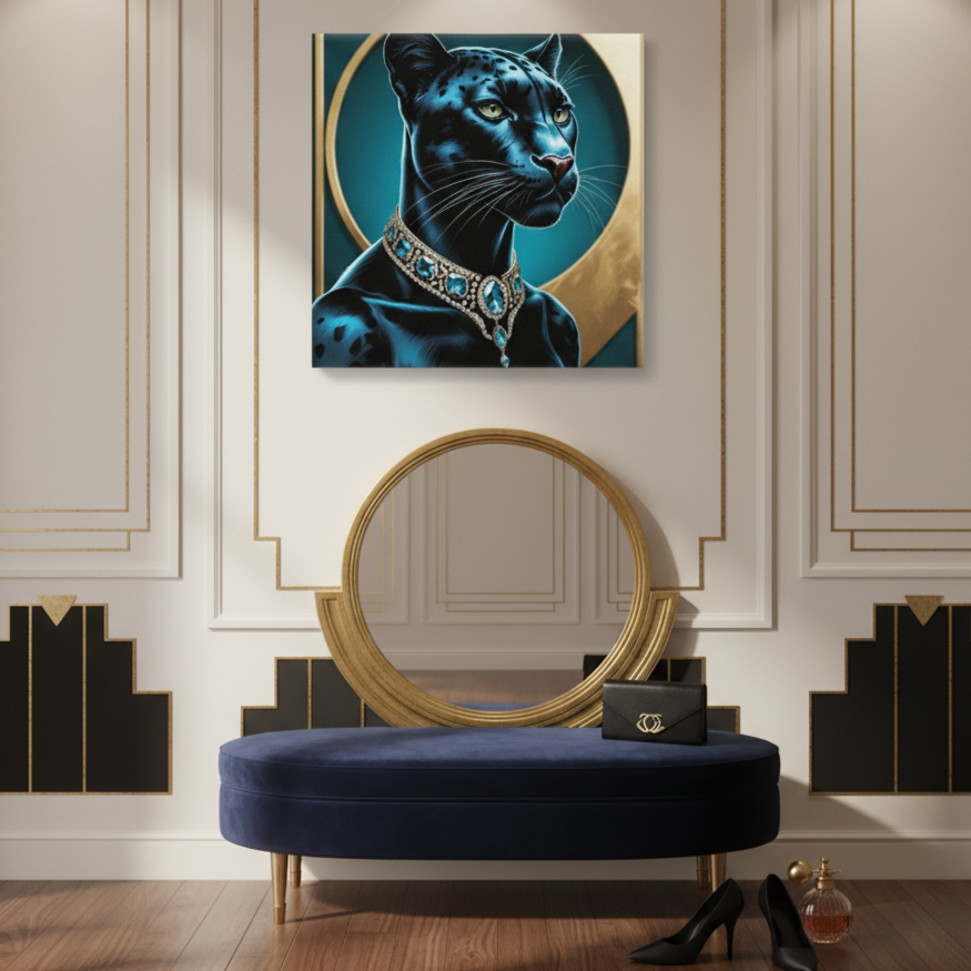 Lienzo / Canvas "Elegance - Pantera Negra con Joyas "
