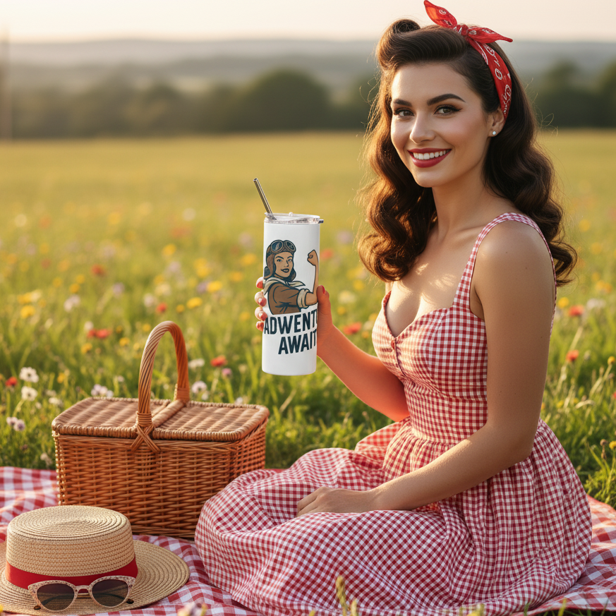 Vaso de acero inoxidable "Adventure Awaits"