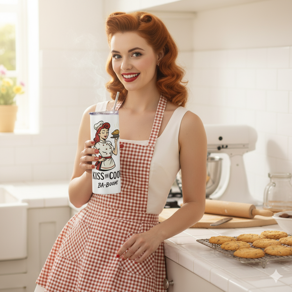 Vaso de acero inoxidable/Tumbler 20oz "Kiss the Cook Ba-Boom"