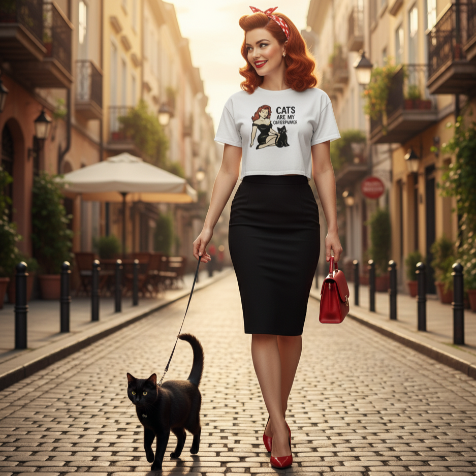 Camiseta corta/ Crop top "Cats Are My Superpower"