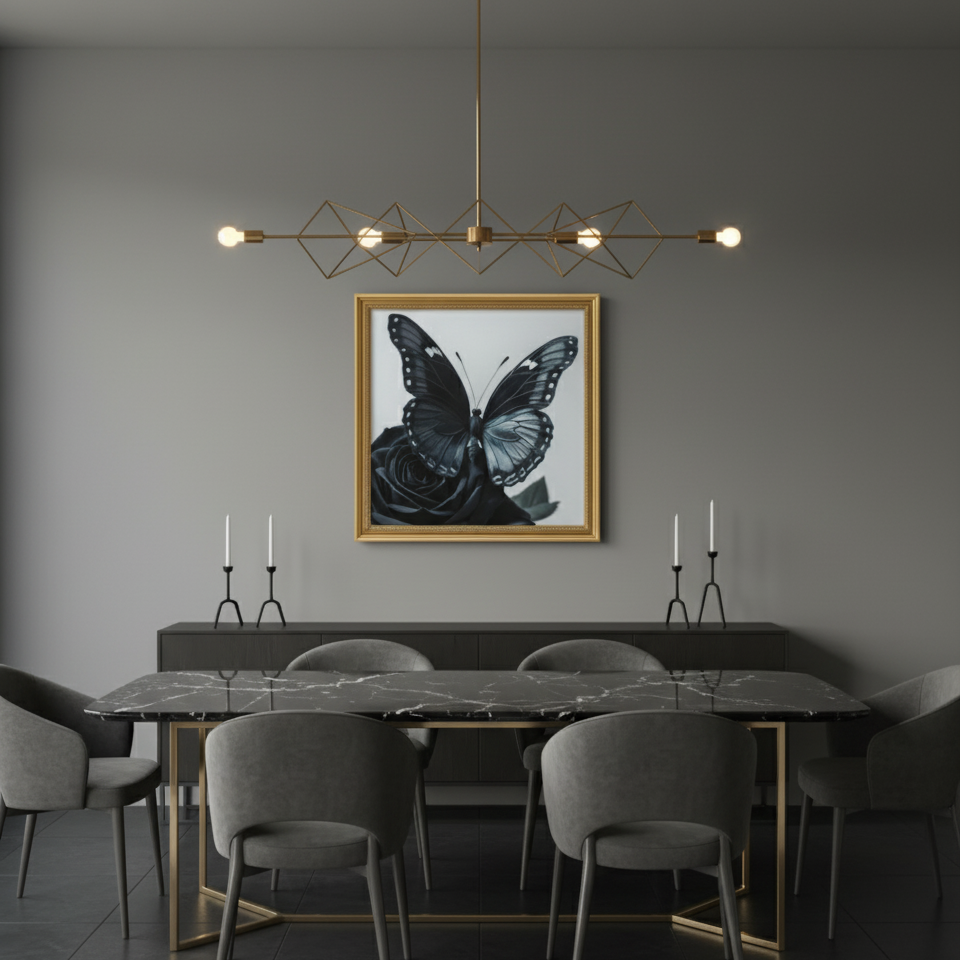 Lienzo III / Canvas "Elegance – Mariposa y Rosa"