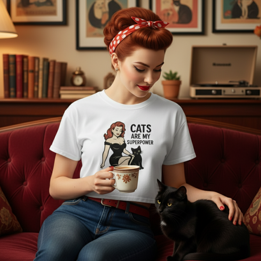 Camiseta corta/ Crop top "Cats Are My Superpower"