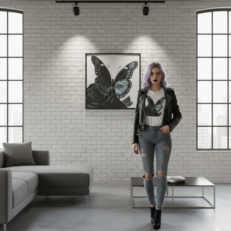 Lienzo III / Canvas "Elegance – Mariposa y Rosa"