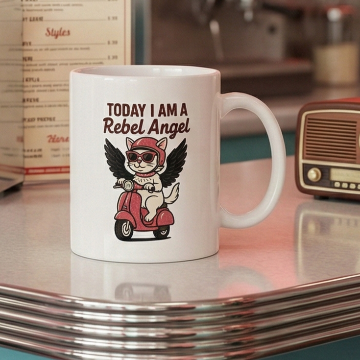 Taza/Mug cerámica "Pink Rebel Angel”