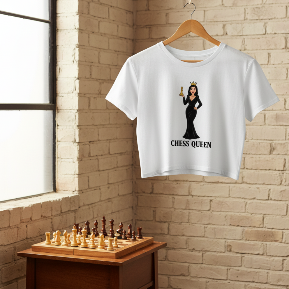 Camiseta corta / Crop-top unisex "Reina de Ajedrez"