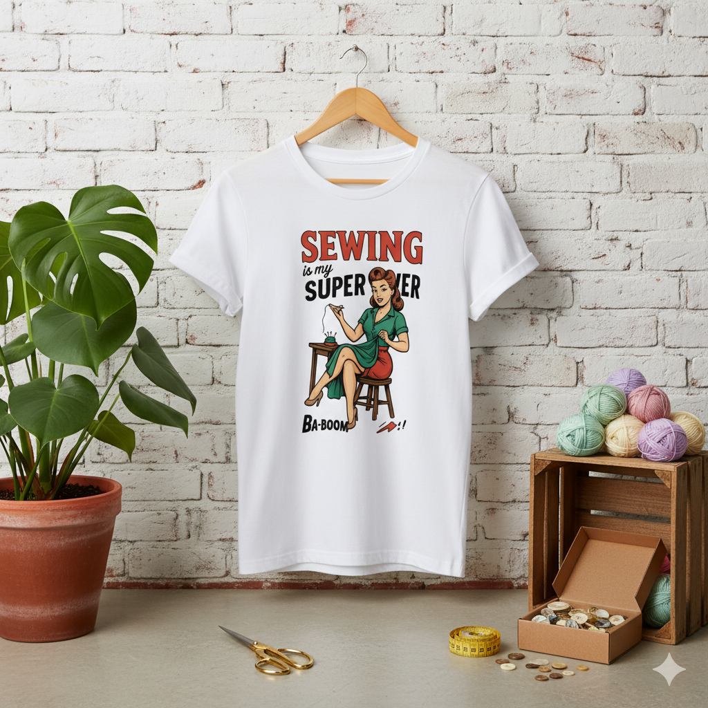 Camiseta larga unisex "Sewing is my superpower"
