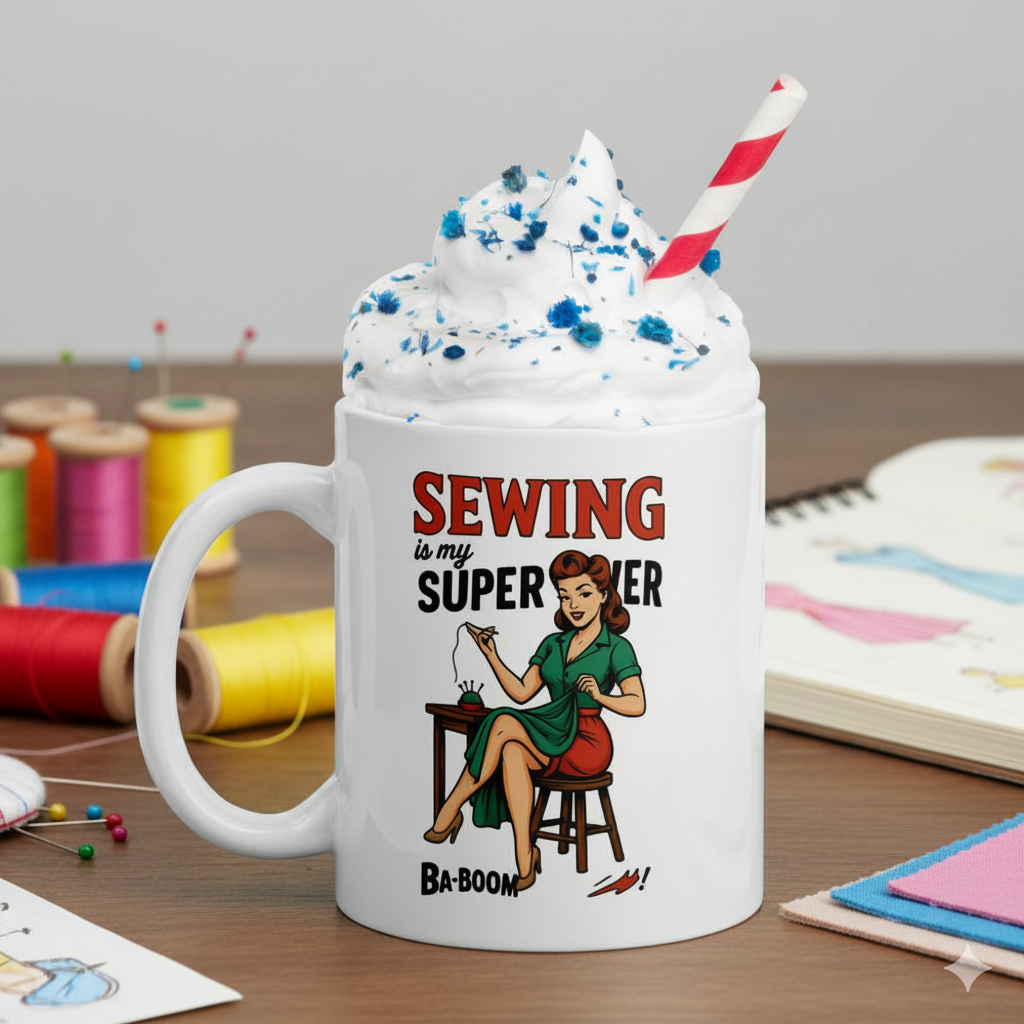 Taza cerámica "Sewing is my superpower"