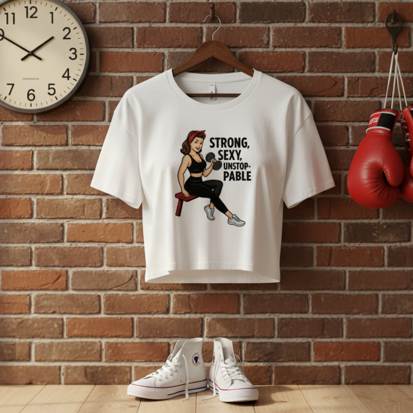 Camiseta corta/Crop top "Workout Pin-Up"