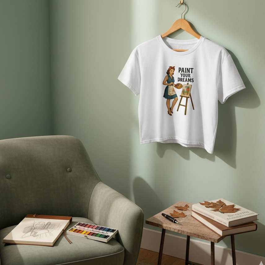 Crop Top de Pintora para Mujer - Camiseta Corta Retro              "Paint Your Dreams"