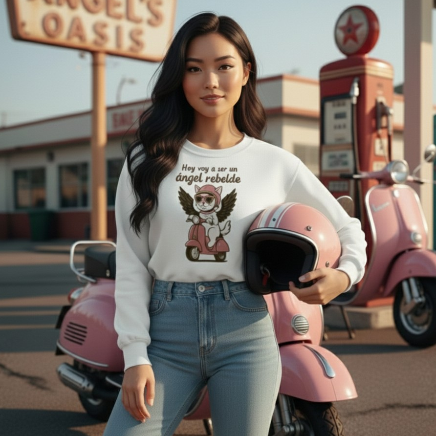 Sudadera, Miau, "Hoy voy a ser un ángel rebelde"