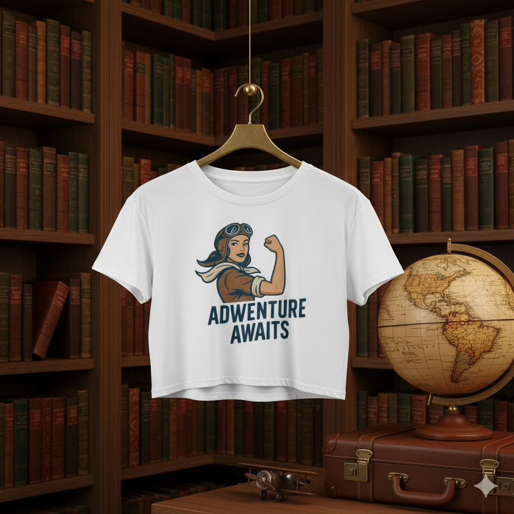 Camiseta corta / Crop-top "Adventure Awaits"
