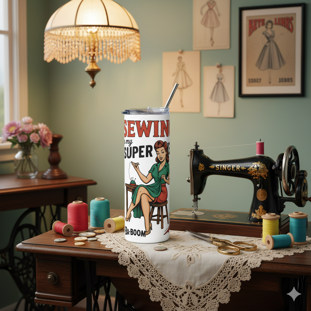Vaso de acero inoxidable "Sewing is my superpower"