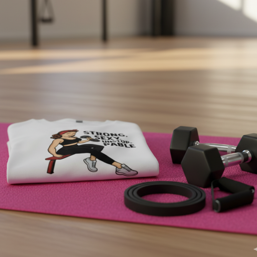 Camiseta corta/Crop top "Workout Pin-Up"