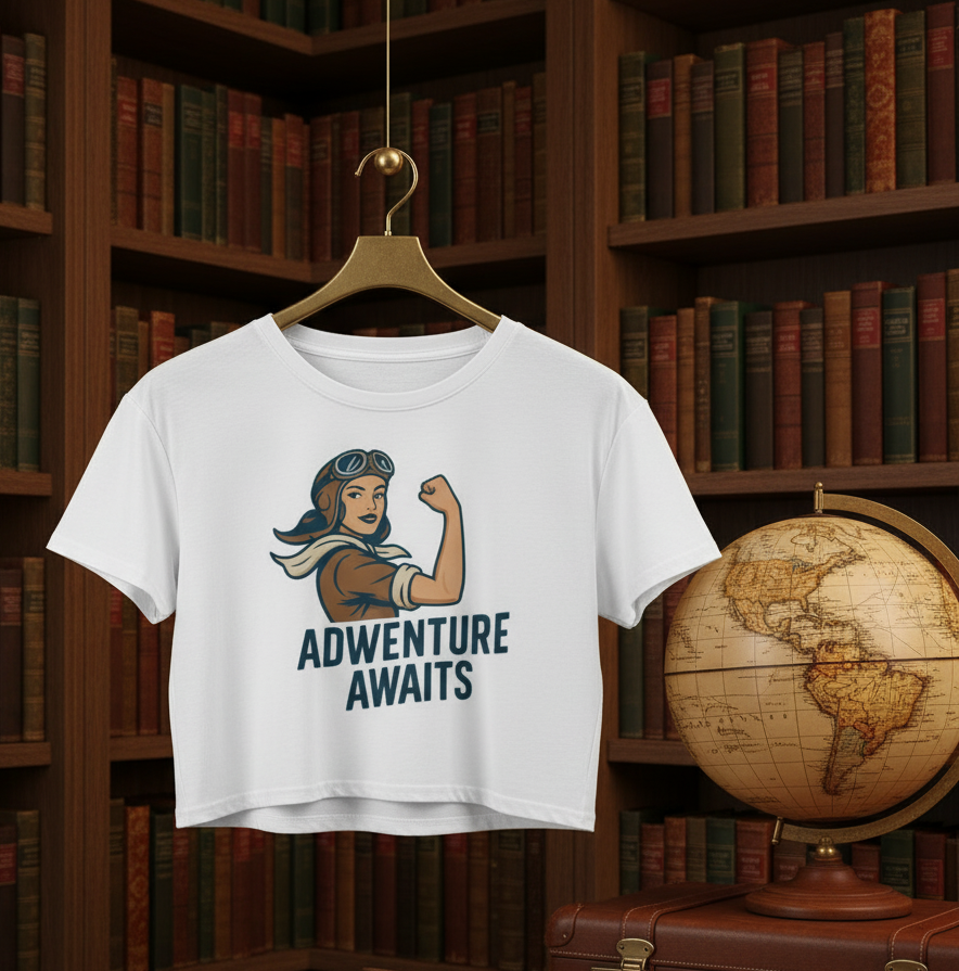 Camiseta corta / Crop-top "Adventure Awaits"