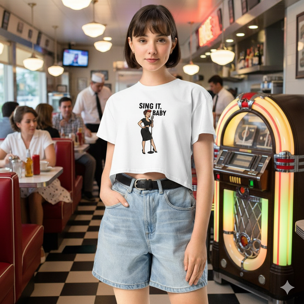Camiseta corta/Crop top "Vintage Singer"