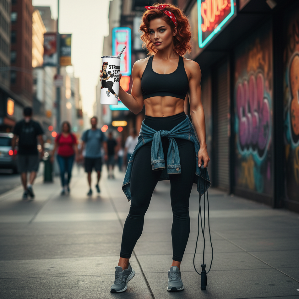 Vaso/Tumbler de acero inoxidable "Workout Pin-Up"