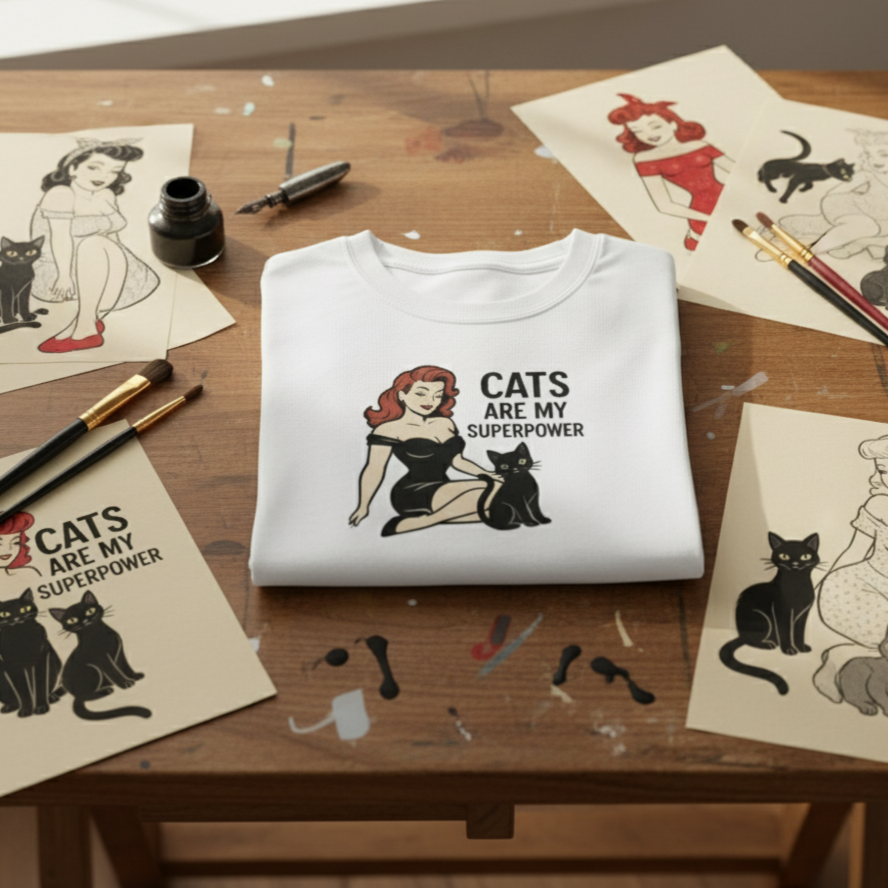 Camiseta corta/ Crop top "Cats Are My Superpower"
