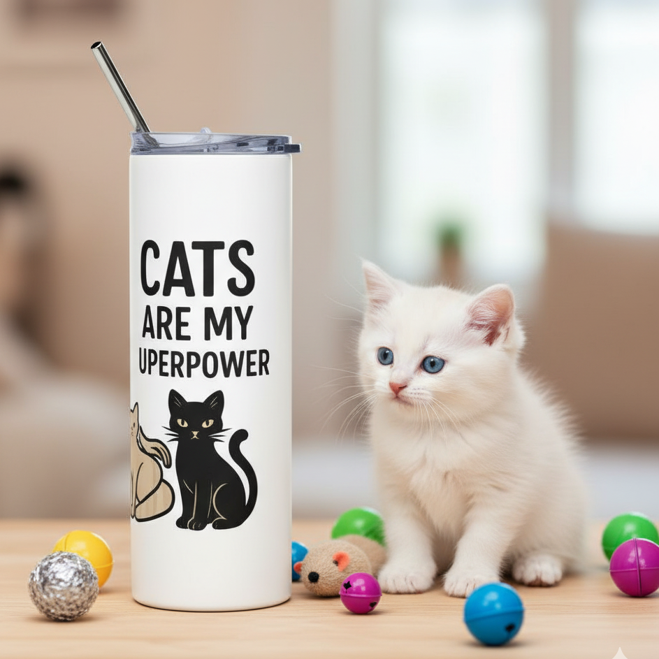 Vaso de acero inoxidable/Tumbler "Cats Are My Superpower"