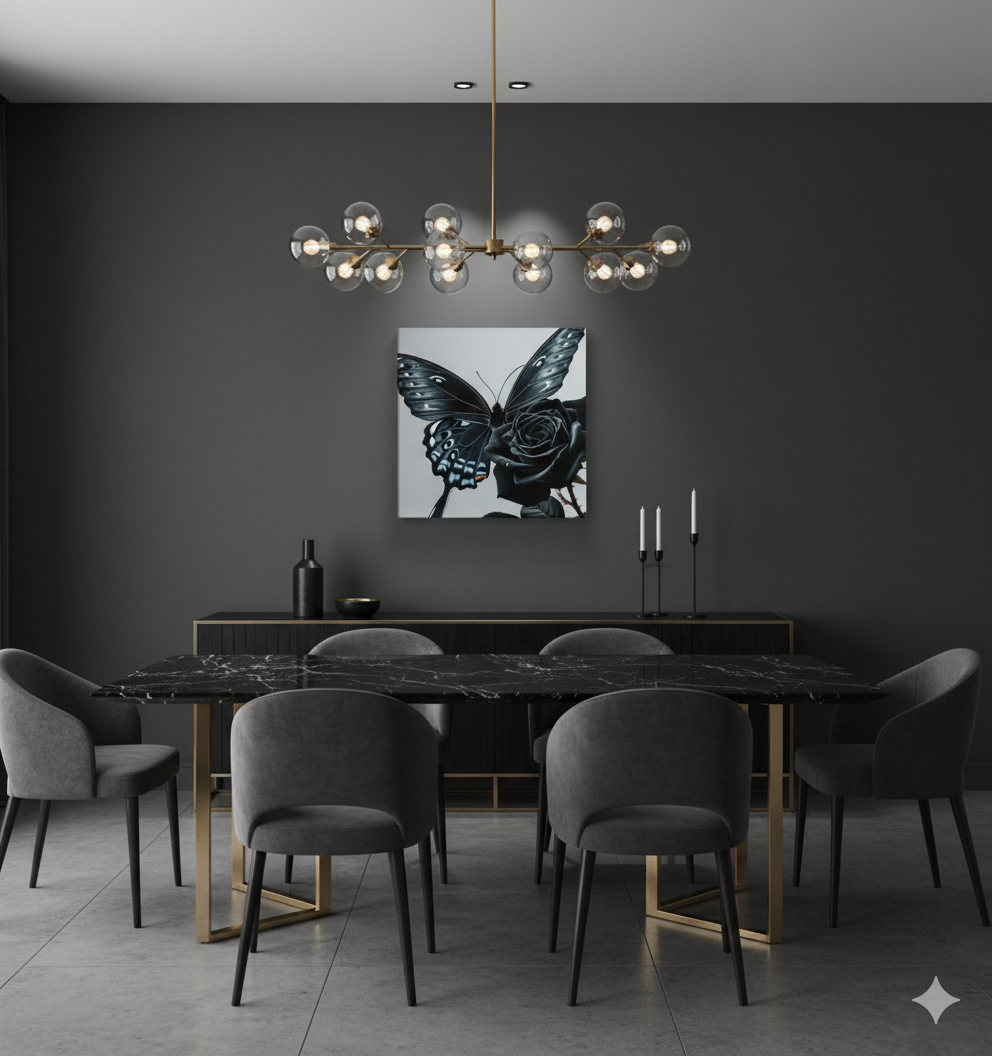Lienzo I /Canvas "Elegance – Mariposa y Rosa"