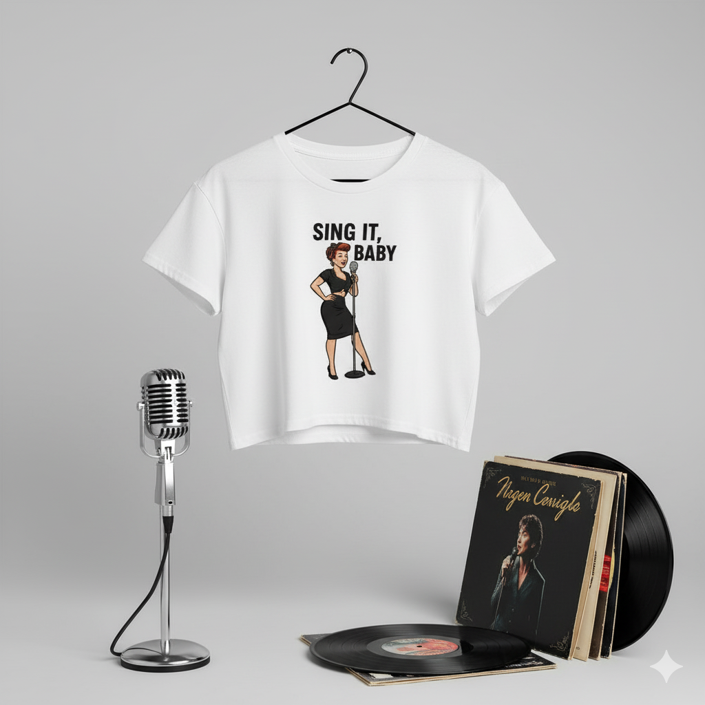Camiseta corta/Crop top "Vintage Singer"