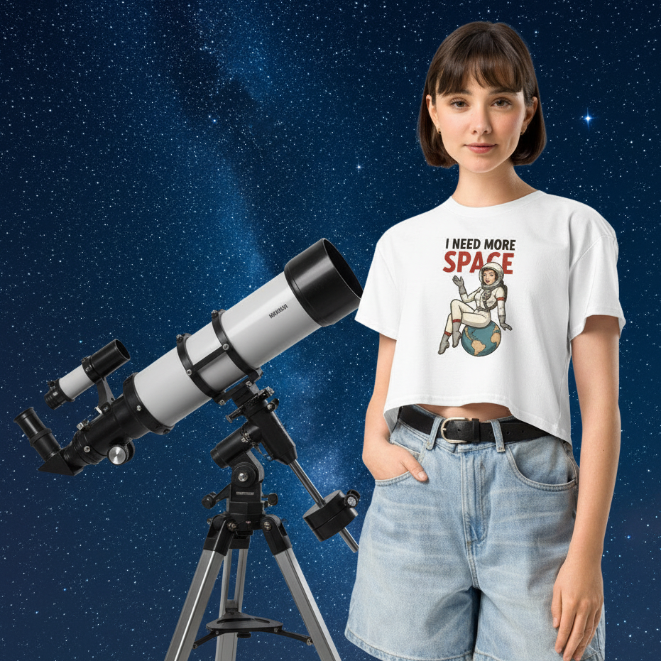 Crop Top de Astronomía para Mujer - Camiseta Corta Retro       "I Need More Space"