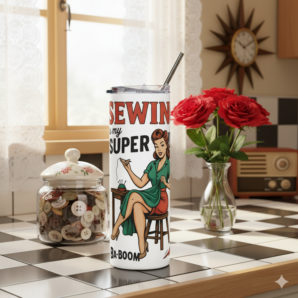Vaso de acero inoxidable "Sewing is my superpower"