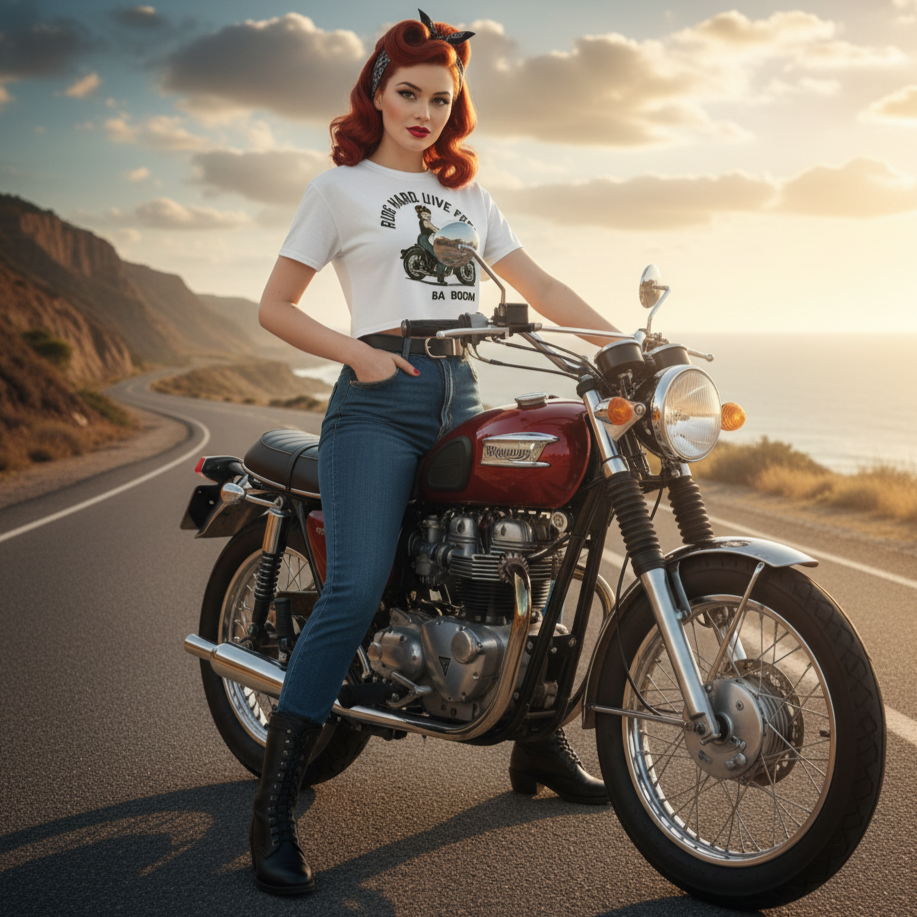Camiseta corta/Crop top "Ride Hard Live Free"