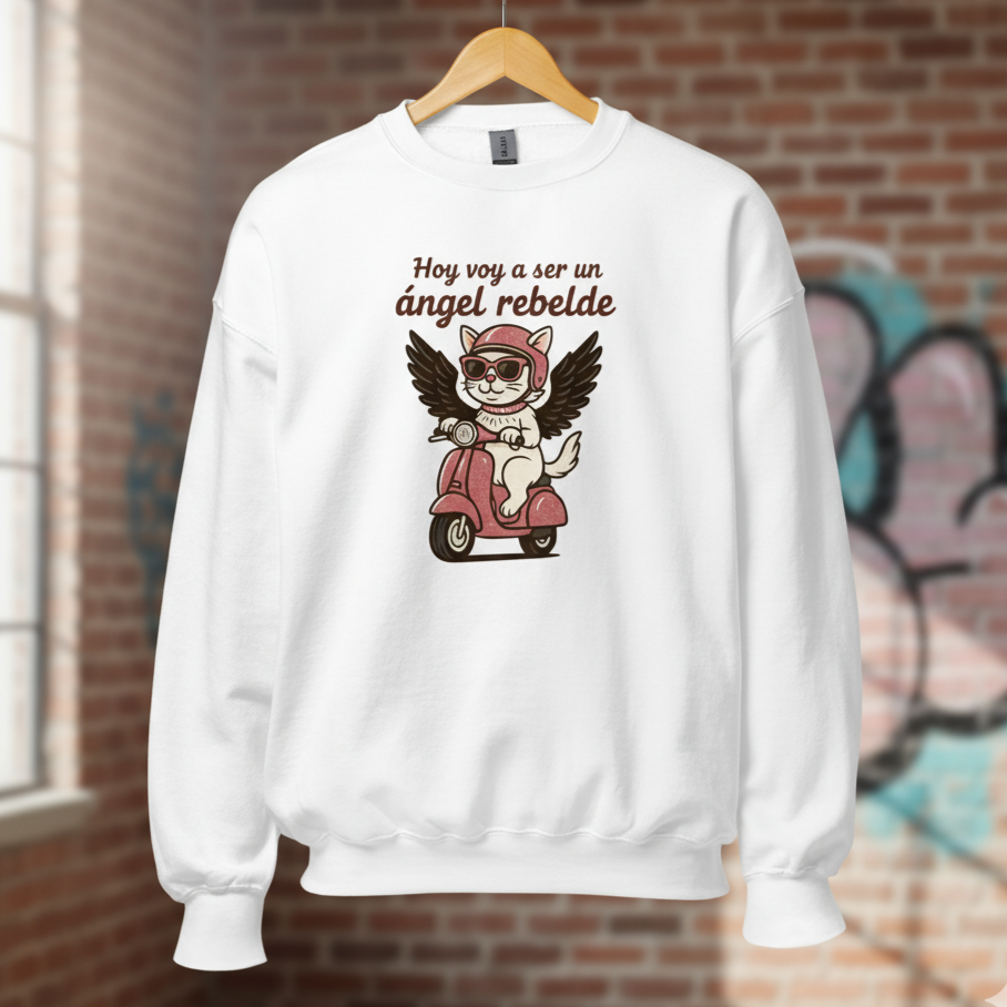 Sudadera, Miau, "Hoy voy a ser un ángel rebelde"