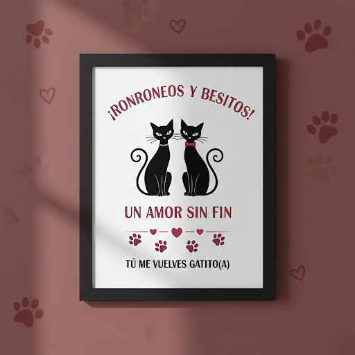 Cuadro amor con mucho miau